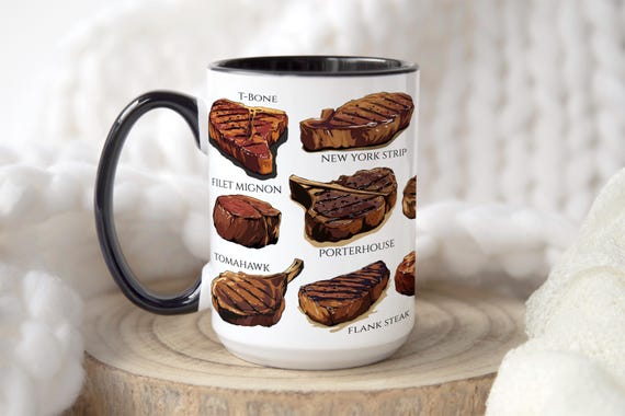 Steak Coffee Cup, Cuts of Steak Mug, Carnivore Diet, Gift for Dad, Gift for Steak Lover, Gift for Him, Perfect Funny Gift, Meat Lover Gift