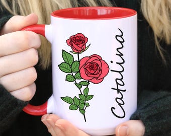Mok verjaardag naam juni, gepersonaliseerde mok geboorte bloem flirt, mok bloemen zus, cadeau voor moeder, cadeau voor dochter, mok beste vriend cadeau