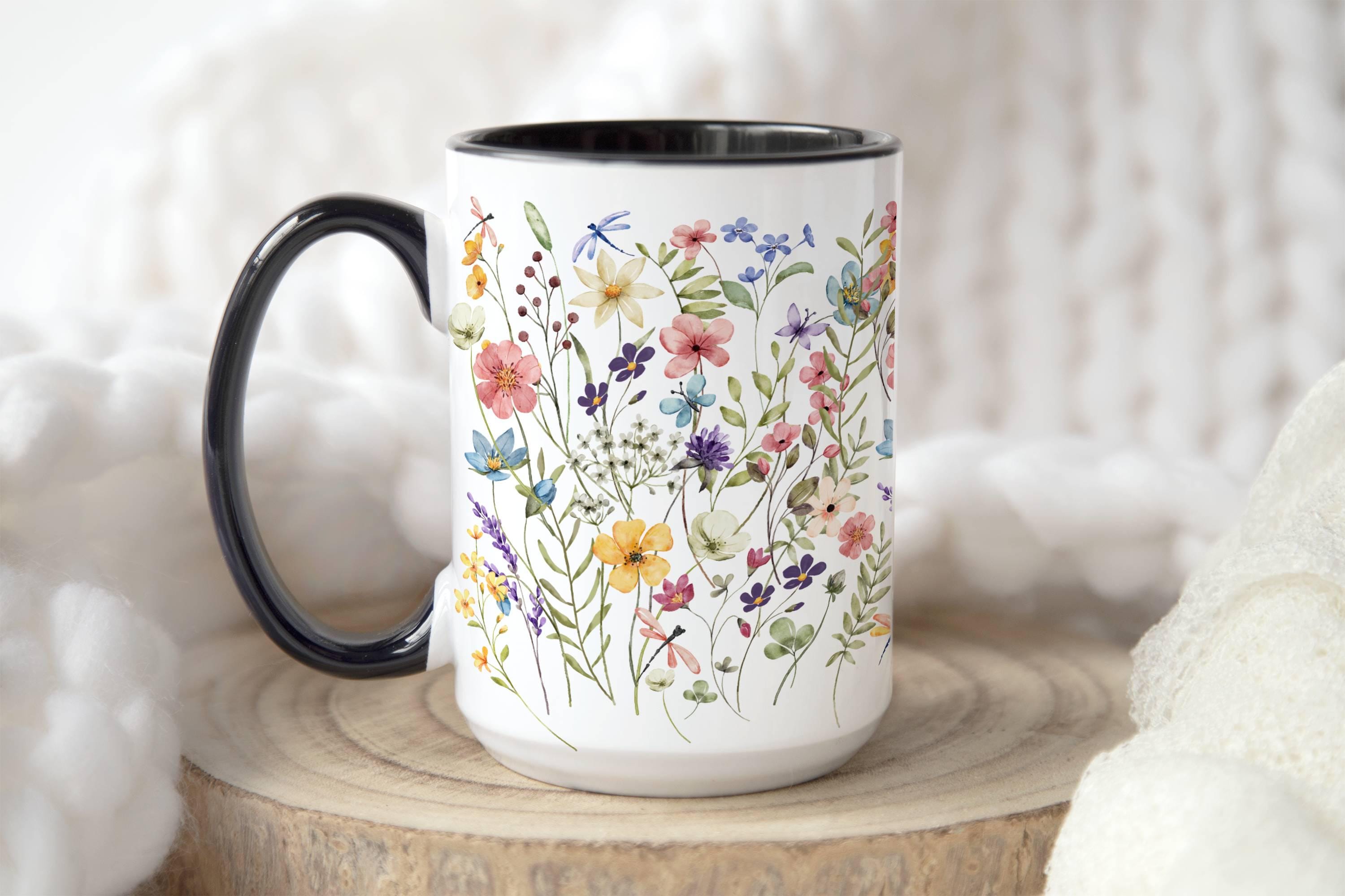 Boho Wildflowers Cottagecore Coffee Mug, Wildflower Tea Cup, Flower ...