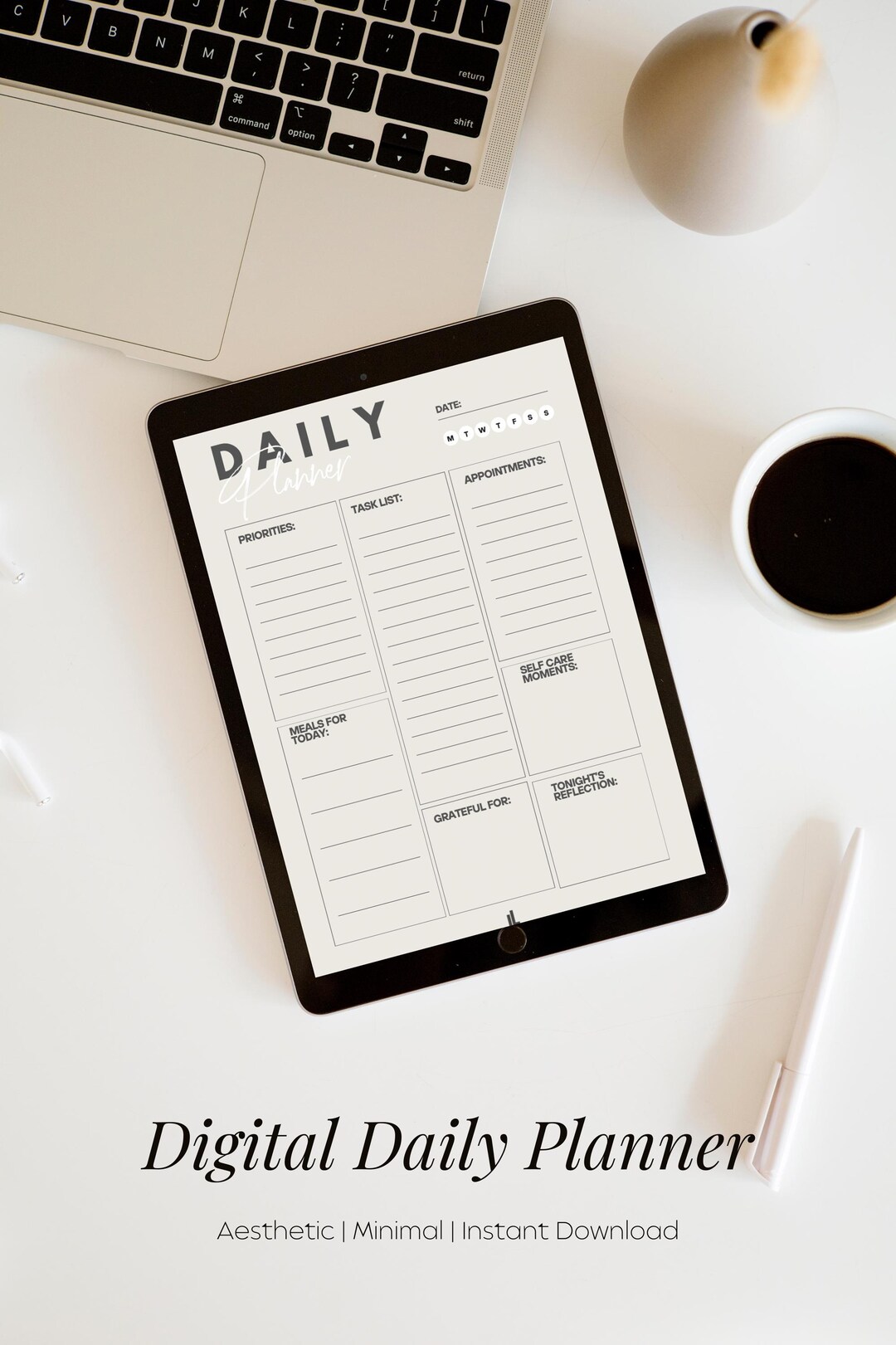 Minimalist Daily Planner | Beige Printable Schedule (PDF) - Etsy
