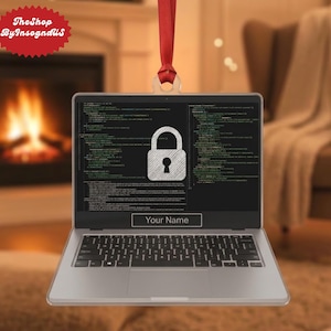 Personalized Laptop Christmas Ornament Custom Name Cybersecurity Software Engineer Programmer Coder IT Tech Gift Xmas Tree Decor Keepsake