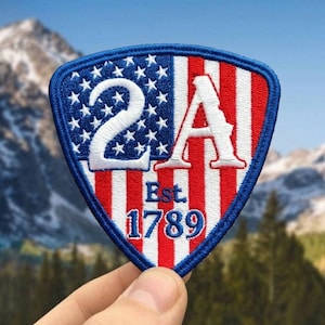2A Est. 1789 Patch, Second Amendment Iron On Embroidered Applique, Patriotic USA Flag Morale Badge, Pro Gun Rights Jacket Backpack Pin