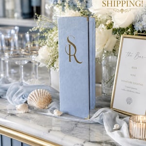 Custom Velvet Wedding Bar Menu, Personalized Logo Bifold Drink Menu, Luxury Signature Cocktail Menu, Wedding Reception Bar Decor