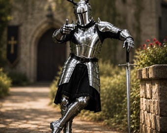 Medieval Knight Full Armor Set, Steel Crusader Barbuta Armor, Wearable Costume, LARP Cosplay