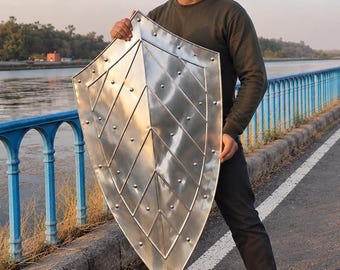 Medieval Knight Templar Shield, Gothic Leaf Design for Halloween Costume, LARP Cosplay Prop