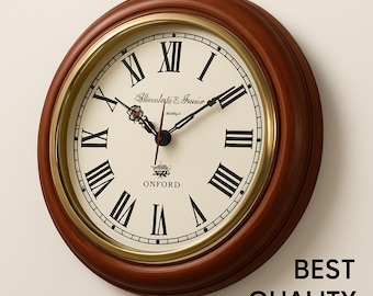 Handmade Wooden Wall Clock | Vintage Roman Numeral Home Decor