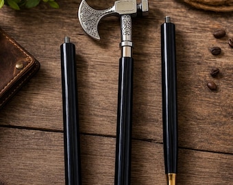 Laska spacerowa z trzonkiem topora wikingów – zabytkowa mosiężna laska spacerowa z epoki wiktoriańskiej – ręcznie robiony, dekoracyjny prezent dla osób poruszających się na wózkach