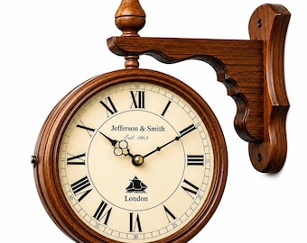 Double Sided Wall Clock - Vintage Station Clock - Railway Clock, Farmhouse Decor