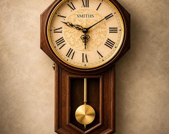 Vintage Wooden Pendulum Wall Clock | Farmhouse Rustic Home Decor