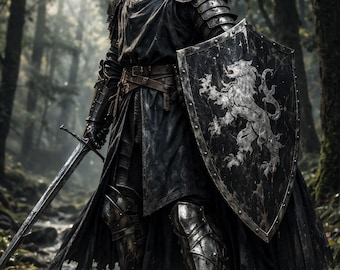 Zbroja Rycerza Krzyżowca Srebrnego: Ręcznie robiona zbroja średniowiecznych templariuszy – do noszenia na LARP, dekoracja wystawowa
