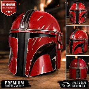 Mandalorian Helmet Cosplay Armor Wearable LARP Prop Handmade Collector Display image 5