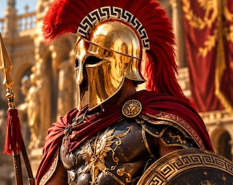 Casco espartano, armadura de latón, disfraz de cosplay LARP, guerrero griego, artículo de decoración coleccionable, regalo