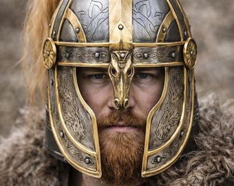 Hełm wikinga z grzebieniem końskim | Średniowieczny hełm nordycki – LARP, cosplay i zbroja do noszenia
