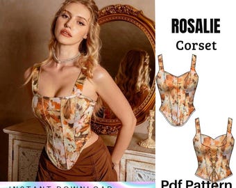 Patrón de costura para corsé Rosalie – Top bustier con tirantes (PDF) – Descarga inmediata