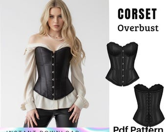 Patrón de costura para corsé overbust – Top bustier con tirantes (PDF) – Descarga inmediata