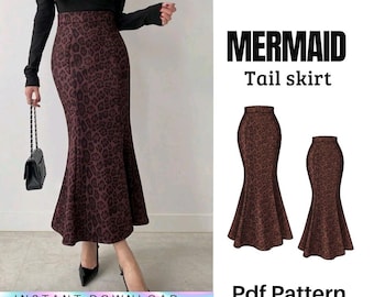 Patrón de costura de falda larga en forma de A • Falda elegante de noche en PDF • Descarga instantánea