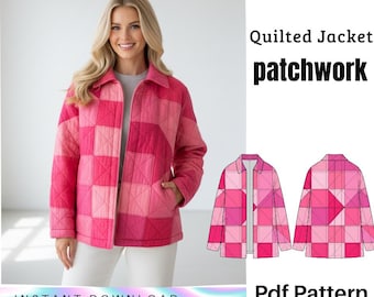 Quilted Patchwork Jacket PDF Sewing Pattern – Women’s Coat Pattern – Instant Download