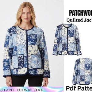 PDF-sömnadsmönster för lapptäcke med vadderad jacka – Mönster för damkappa – Nedladdning direkt