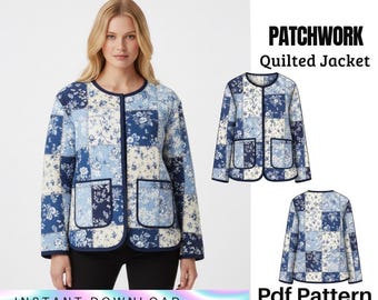 PDF-sömnadsmönster för lapptäcke med vadderad jacka – Mönster för damkappa – Nedladdning direkt