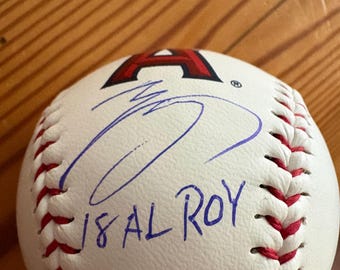 Shohei Ohtani “18 AL ROY” Autographed Rawlings Team Logo Baseball with COA