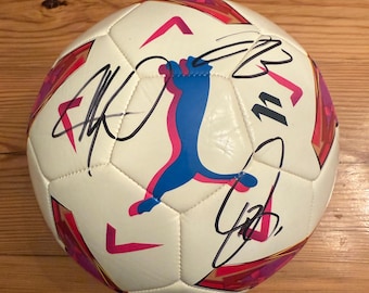 Kylian Mbappe,  Jude Bellingham and Vini Jr. signed ball with COA