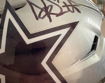 Dak Prescott, Ceedee Lamb, George Pickens, and Javonte Williams signed mid sized helmet with COA