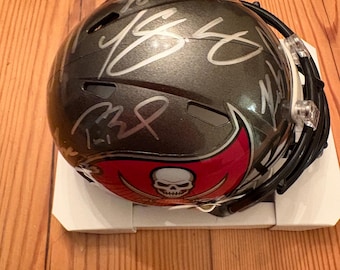 Tom Brady Super Bowl Champions team signed Buccaneers  mini helmet with COA