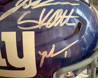 Jaxson Dart, Cam Skattebo, Abdul Carter, Odell Beckham Jr & Malik Nabers signed mid size helmet with COA