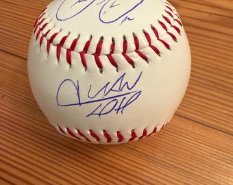 Francisco Lindor and Juan Soto Autographed Rawlings Logo Baseball with COA