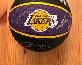 Luka Doncic, LeBron James, and Austin Reeves autographed Lakers Wilson Basketball with COA
