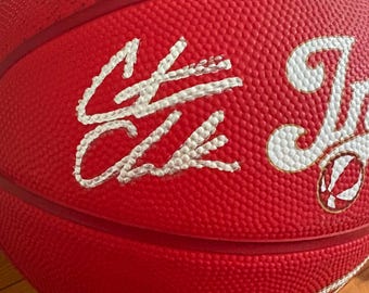 Caitlyn Clark, Lexie Hull, and Sophie Cunningham autographed team logo Basketball with COA