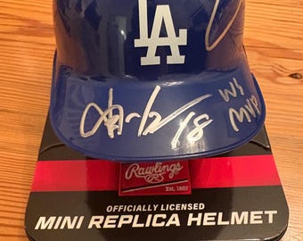 Shohei Ohtani and Yoshinobu Yamamoto “WS MVP” signed mini helmet with COA