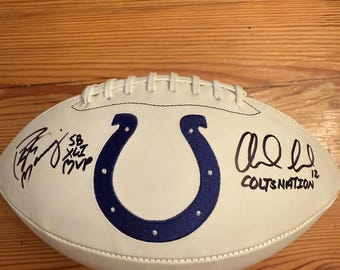 Peyton Manning and Andrew Luck Autographed Colts Football With COA