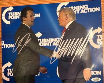 Donald Trump and Charlie Kirk Autographed 8x10 Photo
