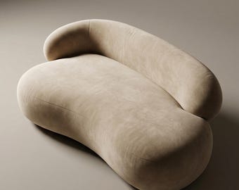 Organic Curved Sofa – Minimalist Bouclé Loveseat, Cloud Settee, Sculptural Seating