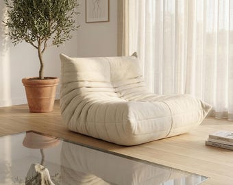 Iconic Pleated Lounge Chair – Mid-Century Modern Ergonomic Floor Sofa – Minimalist Japandi Seating