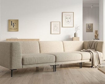 Bespoke Modular Sofa – Custom Fabric Leather Sectional, Modern Japandi Beige Couch