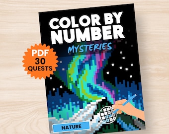 Nature Color By Number Mysteries | Pixel Art Coloring Book for Adults (PDF Download)