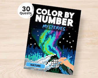 Misterios de la naturaleza para colorear por números / Libro para colorear de pixel art para adultos (Descarga en PDF)