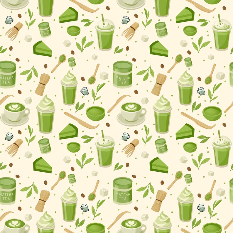 Matcha Design Pattern Matcha Digital Seamless Pattern - Etsy