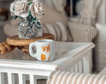 1:12 Miniature Cat Coffee Mug Ceramic Pet Lover Gift
