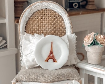 Platos o bandejas en miniatura, temática romántica parisina de primavera, decoración para casas de muñecas, parisino