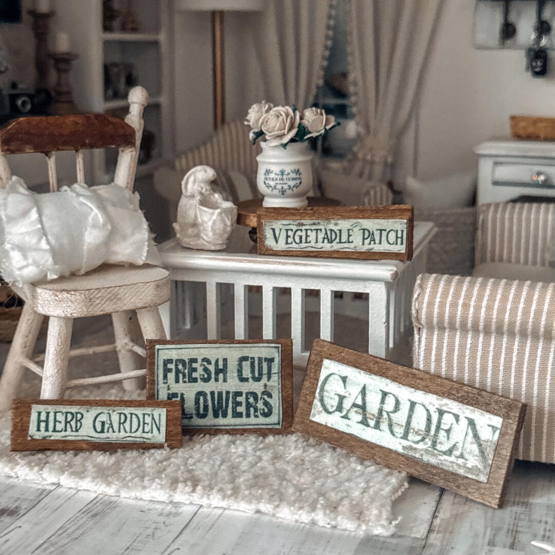 Miniature Farmhouse or Garden Signs, Shabby Chic / Dollhouse Decor 1:12 ...