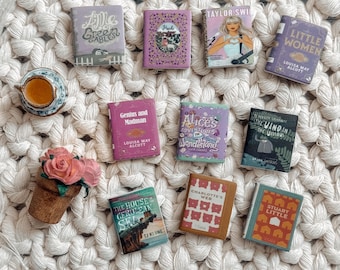 Juegos de libros en miniatura a escala 1:12, libros infantiles y juveniles, cuentos clásicos, mini biblioteca, casa de muñecas moderna.