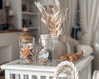 Miniature Beach Decor | Seaglass, Seashells, Seahorse, Anchor, Starfish, Seagull