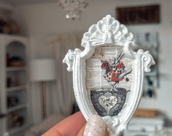 1:12 Miniature Dollhouse Wall Art | Framed Pictures Rabbit, Mouse, Spring Decor Dollhouse Nursery