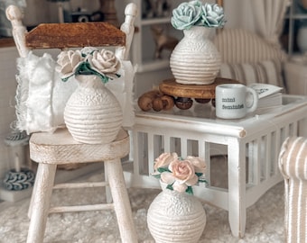 Floral Collection | Miniature Vase with Roses for Dollhouse 1:12