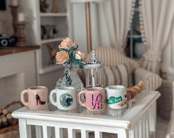 NYC  Miniature Ceramic Coffee Mugs | Travel Gift | Modern Dollhouse Decor