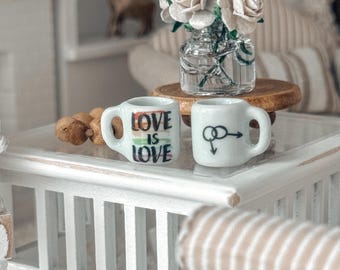 Tazas de café en miniatura del orgullo / Arcoíris LGBTQ / El amor es amor