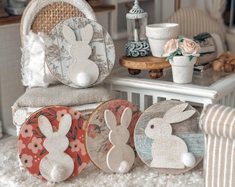 Miniature Spring Easter Theme Dollhouse Decor | Bunny Door Sign